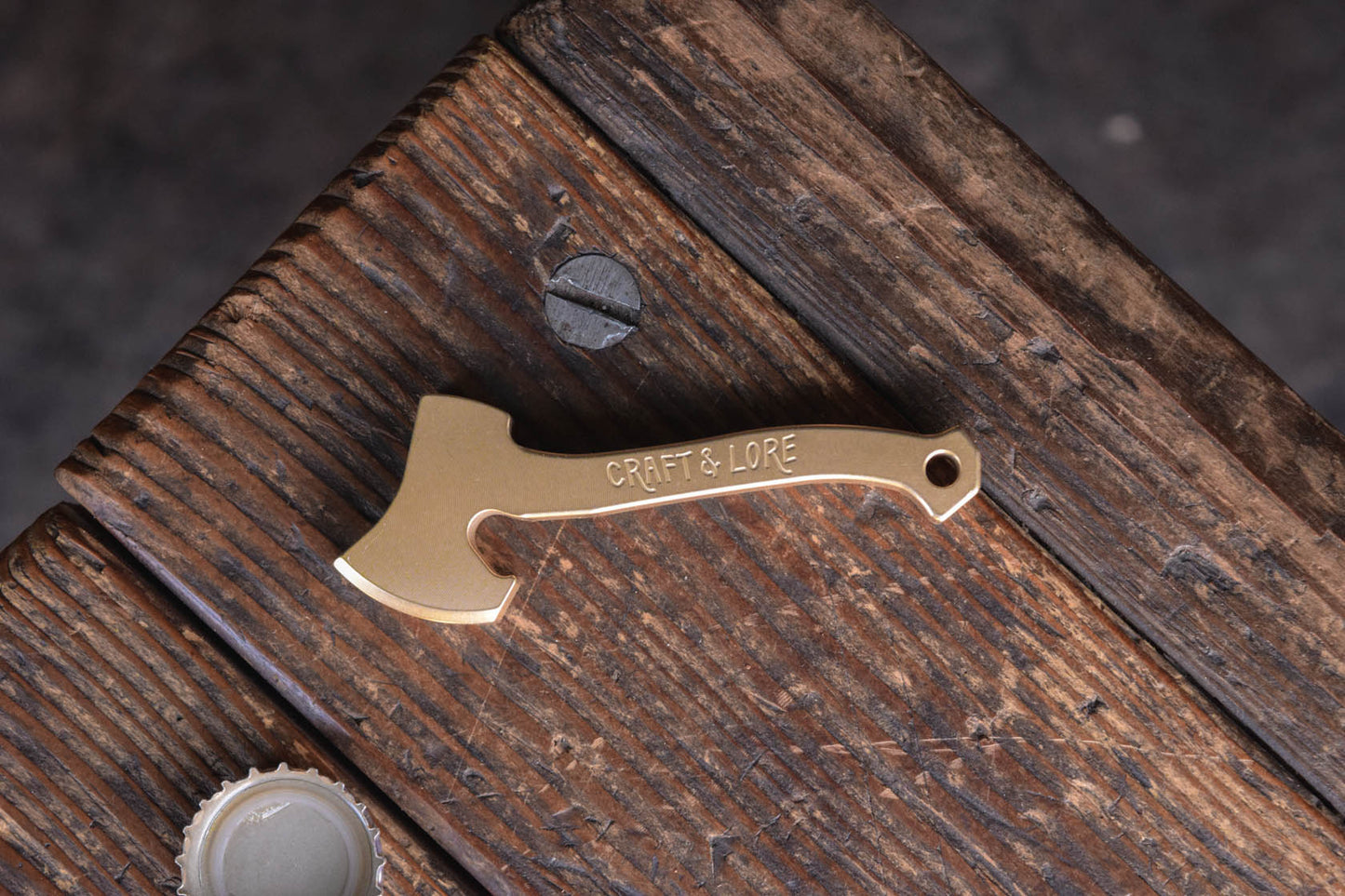 Bottle Opener Axe Solid Brass USA made EDC Everyday Carry Craft and Lore Quality Machined PNW Northwest 