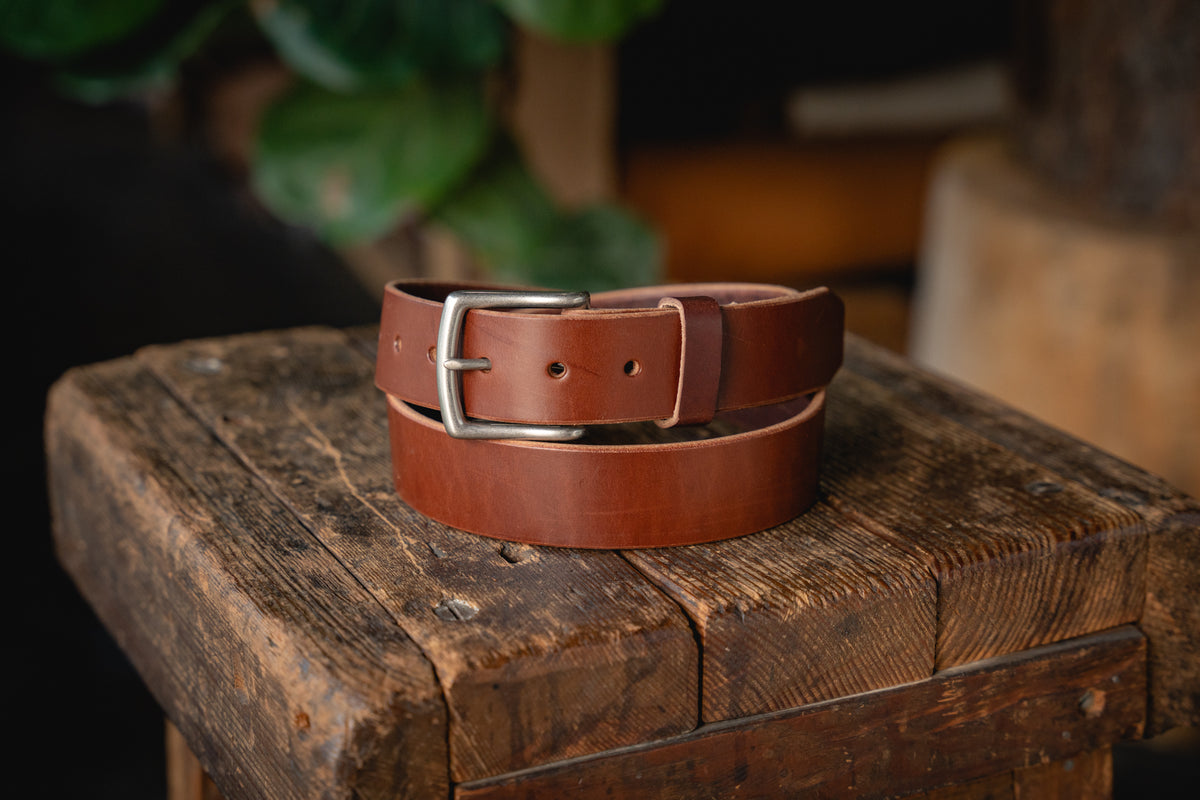 Craft Belt - Thick Brown Leather belt USA American made quality full grain durable rugged work handmade belt