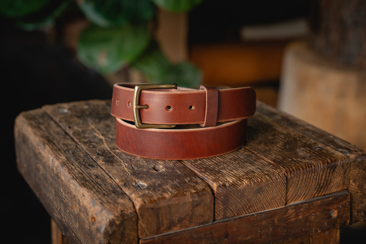 Craft Belt - Thick Brown Leather belt USA American made quality full grain durable rugged work handmade belt