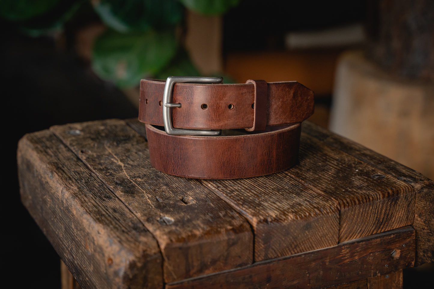 Mountain Belt, Thick Leather Solid Brass Hardware Lifetime Heritage Rugged Belt Handmade Craft and Lore