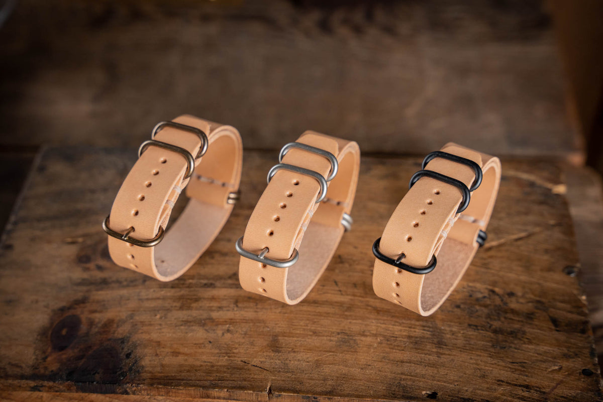 Handmade Leather NATO Watch Strap USA quality buttero vegetable tanned