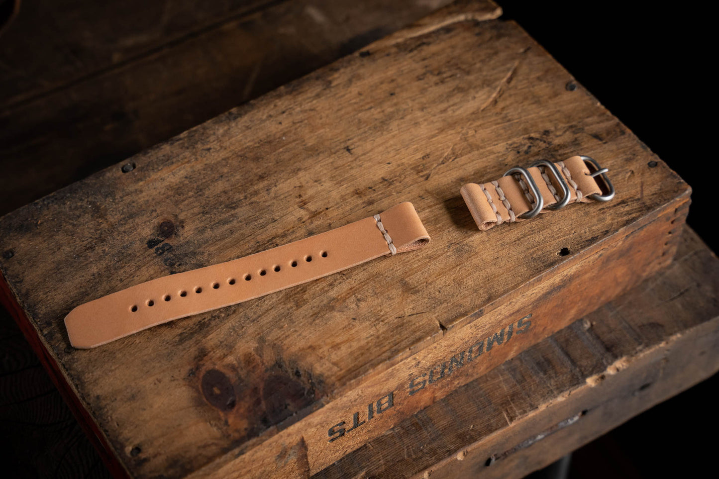 Handmade leather watch straps vegetable tanned durable rugged thick sturdy