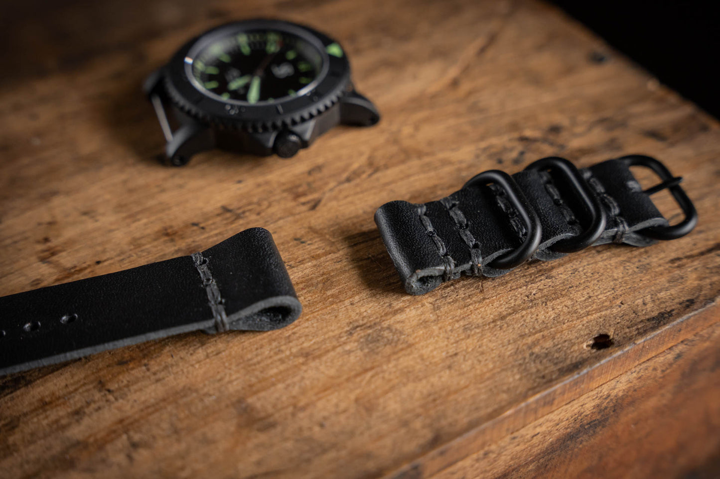 Handmade leather watch straps vegetable tanned durable rugged thick sturdy