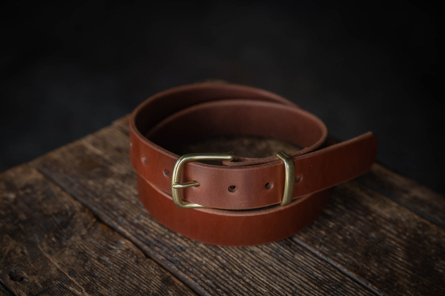 Trade Belt Brown handmade thick sturdy dress belt brass buckle keeper USA quality